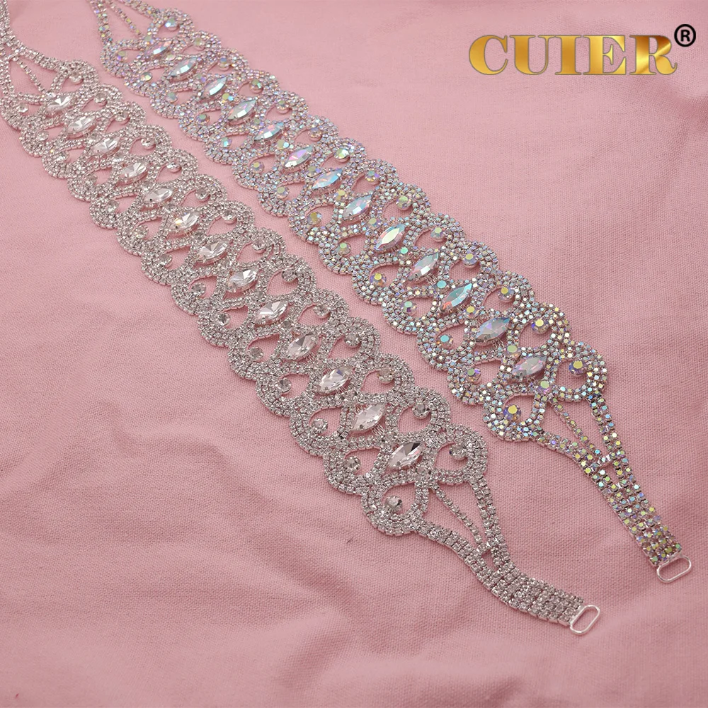 Ceinture longue en biscuits pour femme, appliques de ceinture en verre complet, accessoires de robe de mariée, cristal toxique, luxe, longueur 16-16