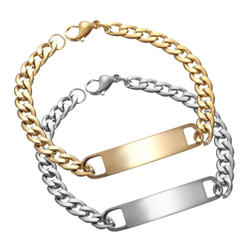 Wholesale Jewelry -- 19.5 cm x 8 mm 316L titanium steel Gold Color Figaro Chain Bracelets Jewelry For Men No Fade