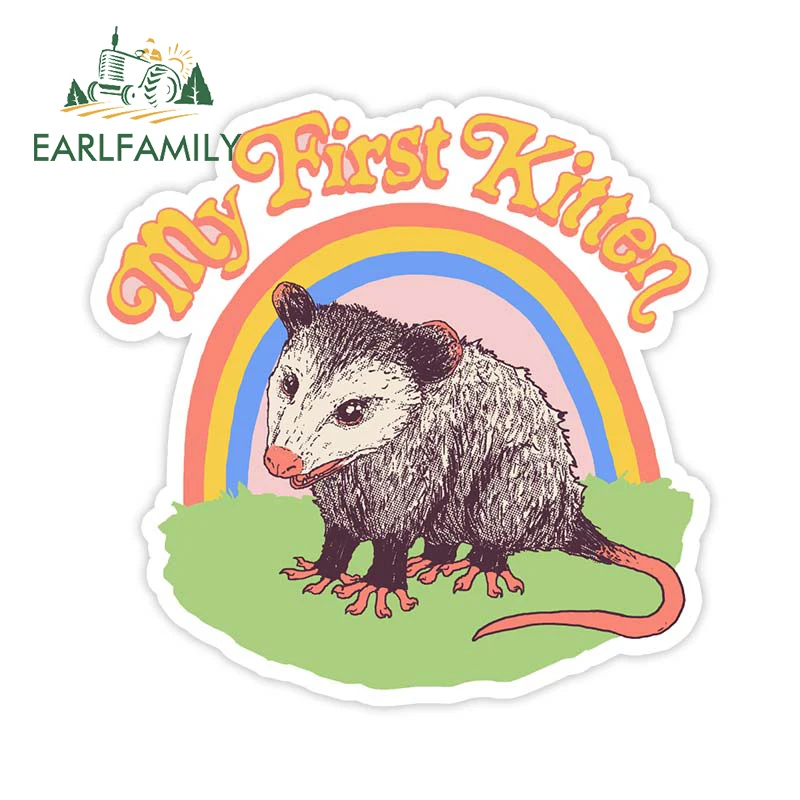 EARLFAMILY 13cm X 12.8cm My First Kitten Retro Car Sticker Window Trunk Laptop Decal Cartoon Animals Car Accessories