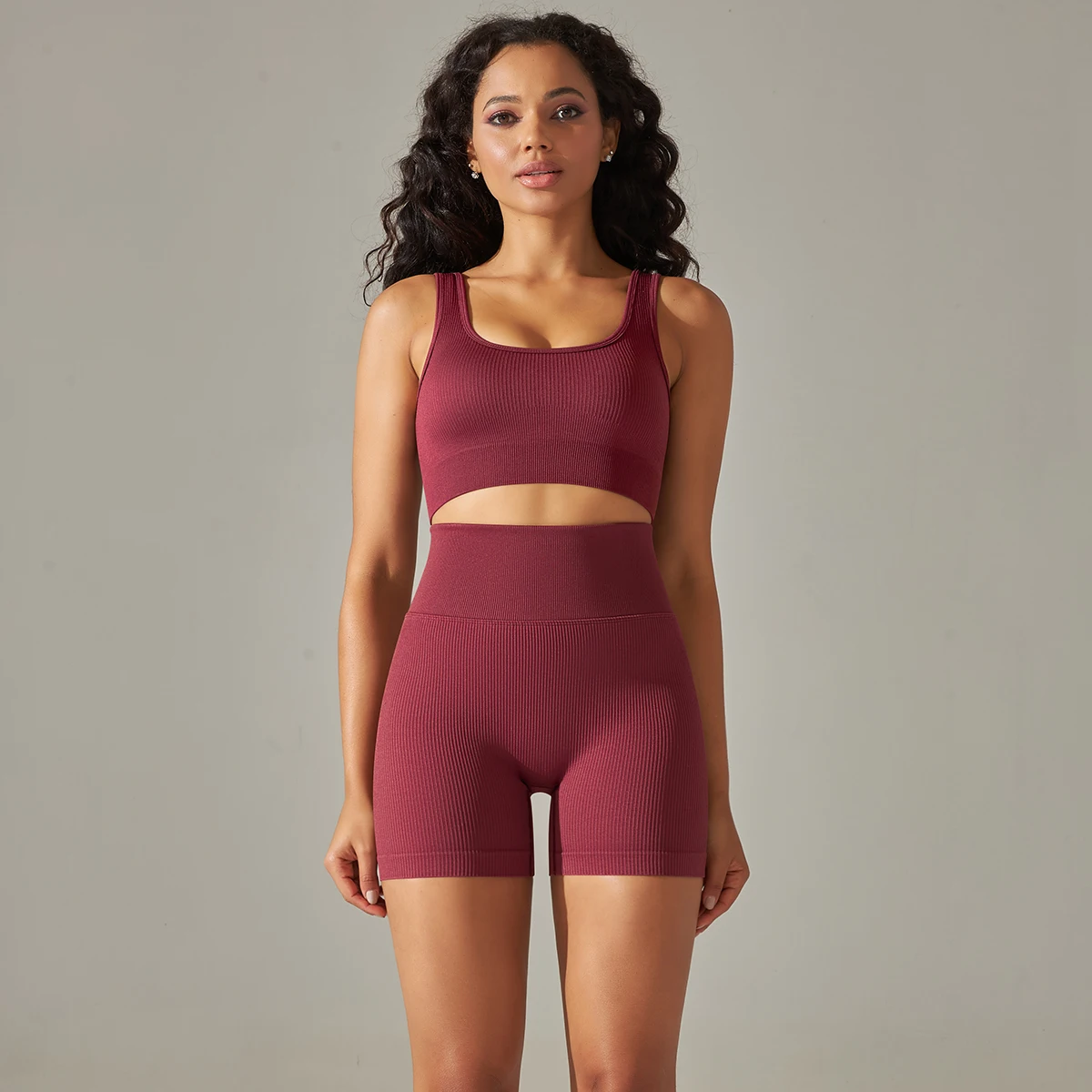 Women Sporstwear Seamless Yoga Set Sexy Square Collar Sport Bra Tops Suits With Shorts Gym Fitness Clothing Sleeveless Tracksuit