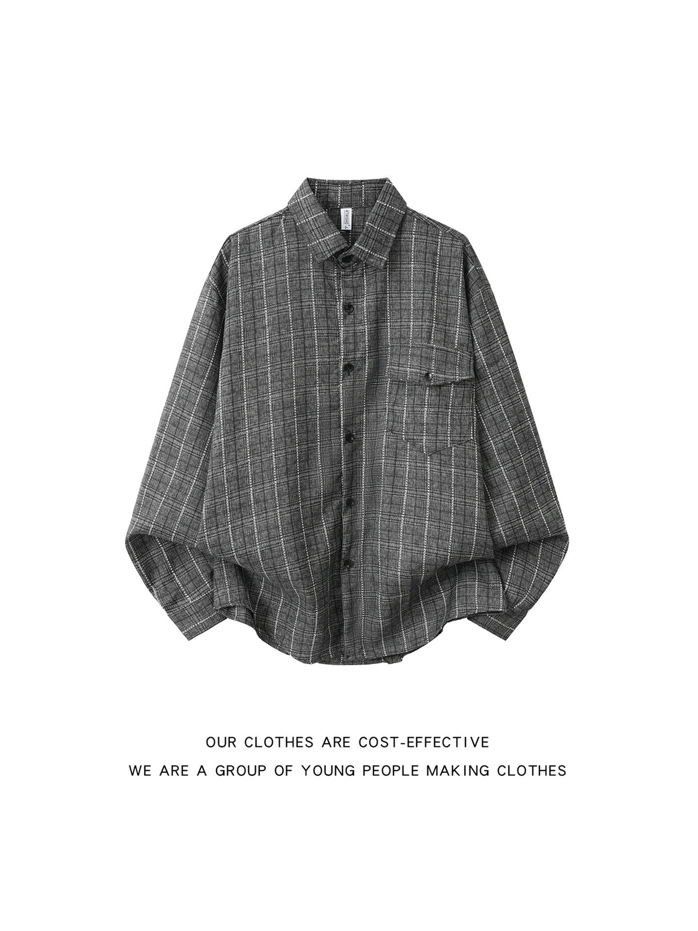 Vintage Plaid Long Sleeve Loose Men's Shirt Autumn Casual College Style Japanese Workwear Outerwear Open Cardigan Coat