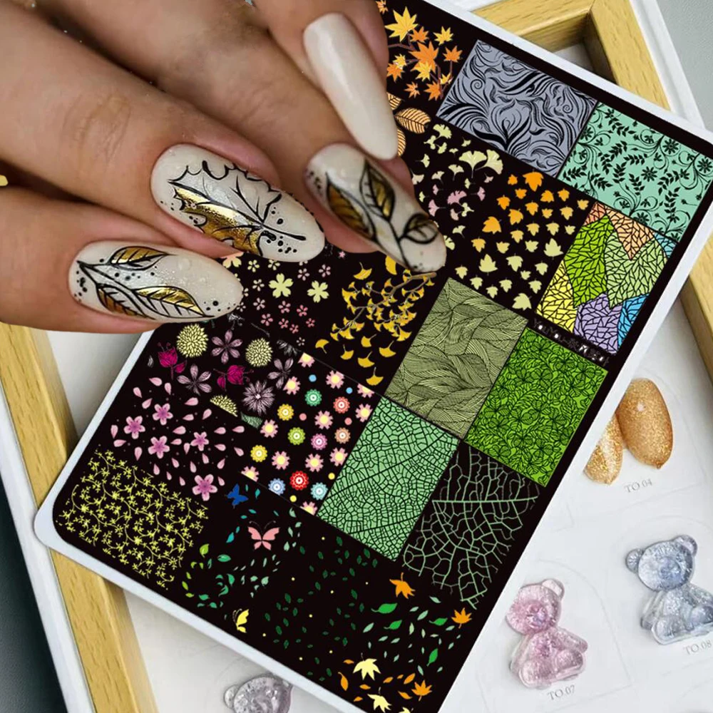 

1 шт., осенние пластины для штамповки ногтей с кленовыми листьями, 15X10 см, плюс листья гинкго, цветы, шаблоны для штампов, осенние пластины для маникюрного салона с принтом