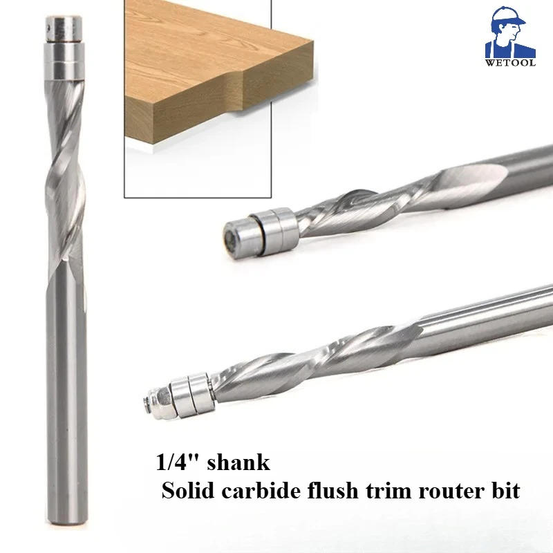 Compression Flush Trim Router Bit 1/4 Shank, Up/Down Solid Carbide Pattern Template Router Bit  for Woodworking Trimming