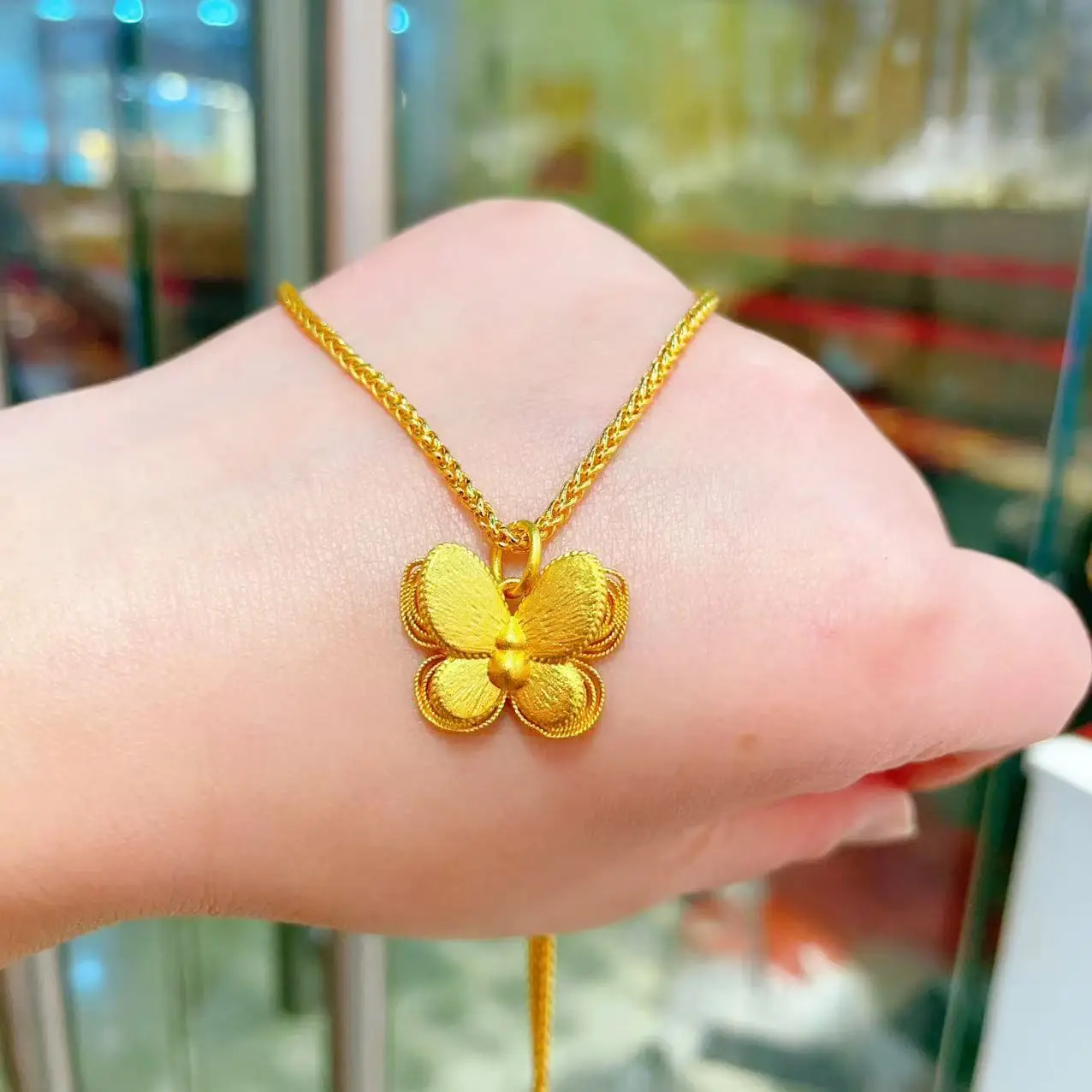 

Fashion 14 K Gold Color Hollow Silk Double Layered Butterfly for Women Bride Girl Wedding Birthday Fine Jewelry Gifts Not Fade