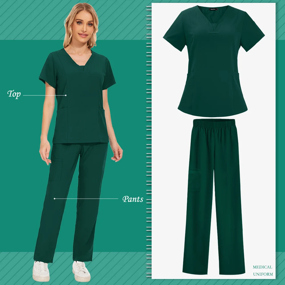 Klinische Uniform Mode Scrubs Anzug Uniform Krankenhaus Scrub Jogger Medizinische Kleidung Arzt Pflege Uniform Scrubs für Frauen Set – Detail 14