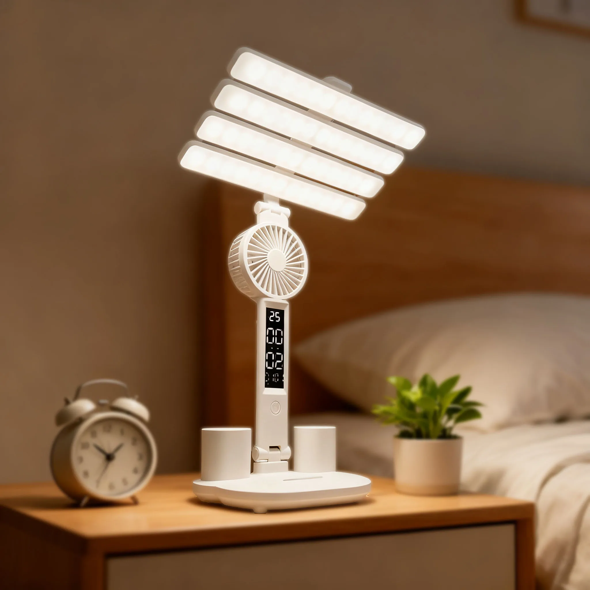 Multifunctional LED Desk Lamp with Fan, Digital Display Table Light, Eye-Caring for Study, Office, Bedroom, Dorm, Creative Gift