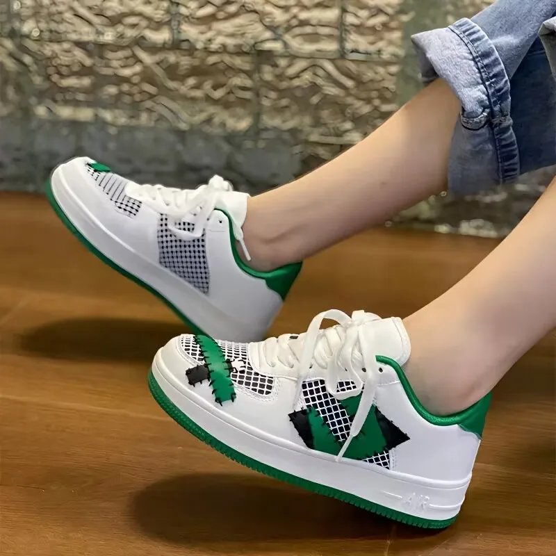 Women Low-top Cricket Shoes with Street Dancing Hollowed-out Straps Quick Drying Stitching Smiling Face and Mesh Upper Shoes