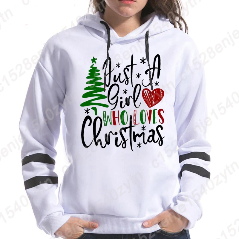 

Just A Girl Who Loves Christmas Graphic Hoodies Women Autumn Winter Creative Pullovers Casual Soft Plus Size Hoodies Sweatshirts