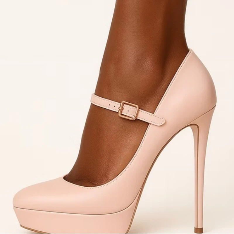 

Mdern Red Matte Leather Pointed Toe High Heel Pumps Ankle Strap Stiletto High Heeled Platform Celebrating Dress Shoes