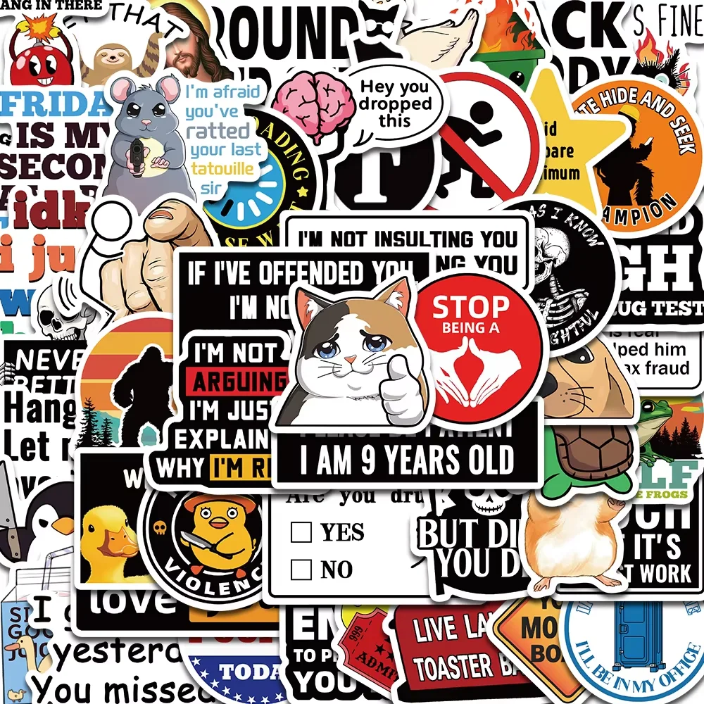 50PCS Prank Meme Stickers Harajuku Decals DIY Fashion Graffiti Decals Luggage Notebook Bike Gift Phone Laptop Suitcase Stickers