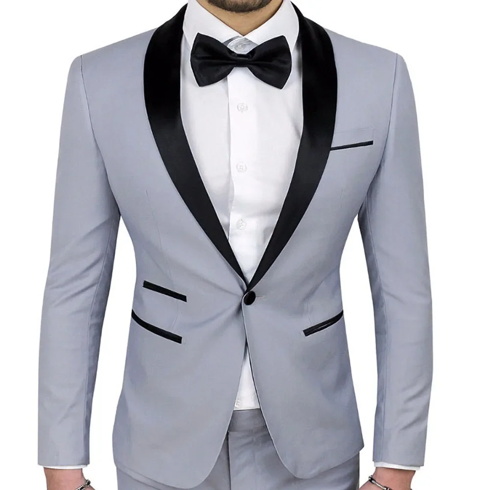 

Formal Suits for Men Slim 2 Piece Set Fashion Groom Wedding Tuxedo Men's Clothing Chic Shawl Lapel Male Suit Jacket and Pants