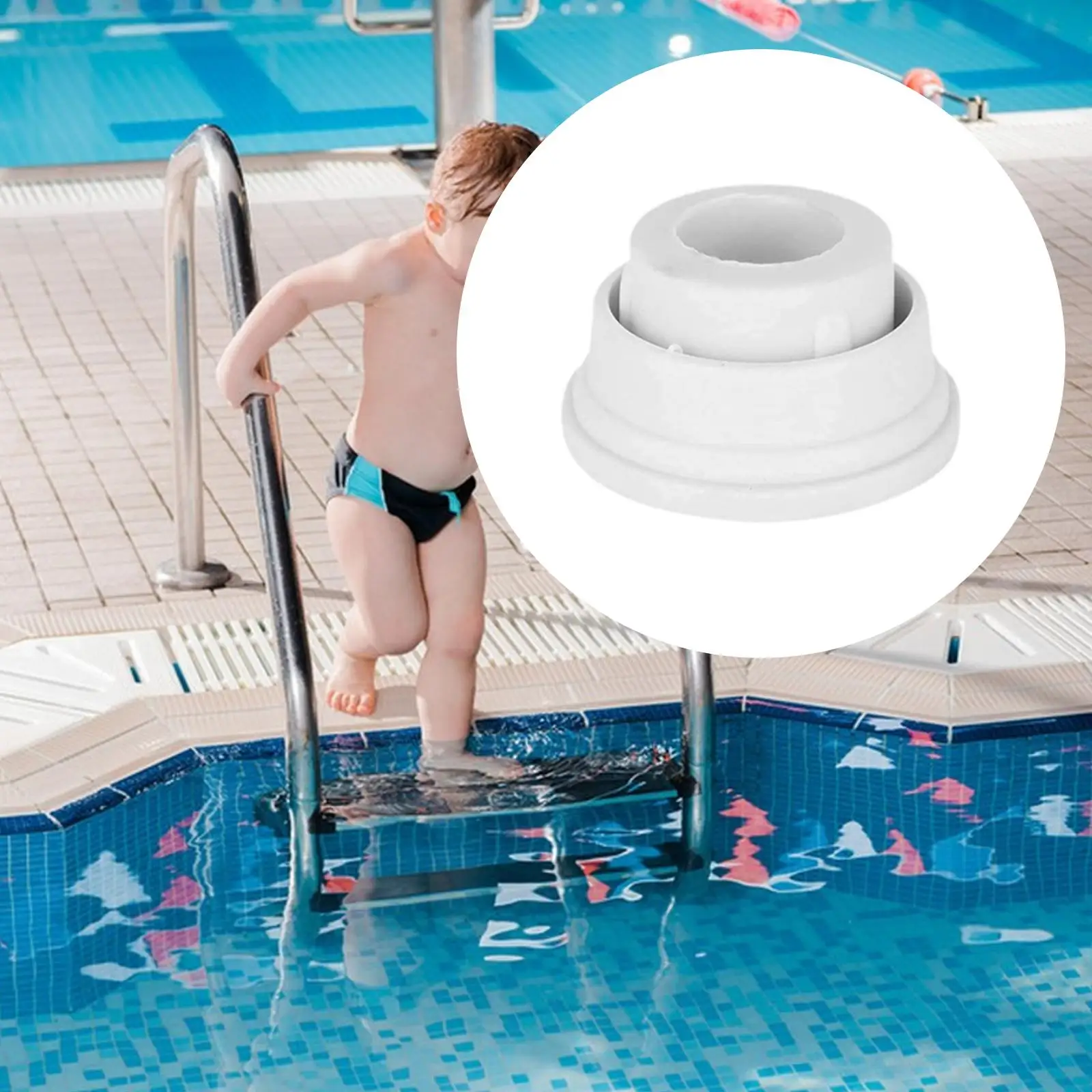 Universal Pool Ladder Rubber End Plug Durable Bumper Seal Cap White for Underwater Escalators Liner Safety