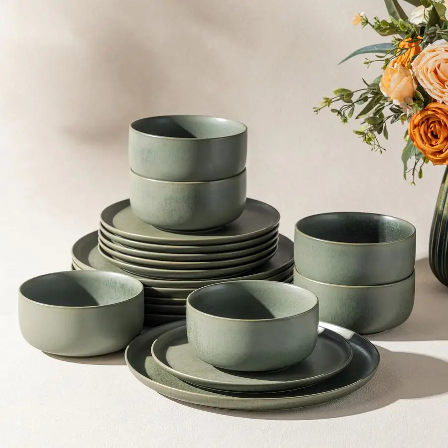 

Stoneware Dinnerware Sets for 4,Handcarft Ceramic Plates and Bowls Sets,Chip and Scratch Resistant Dishes, Dishwasher amp Microw