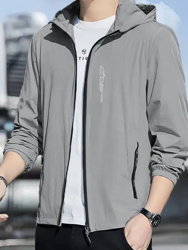 

Lightweight Breathable Ice Silk Jacket Summer 2024 Cool Feeling Sun Protection Quick Dry Fashionable Simple Men's Clothing