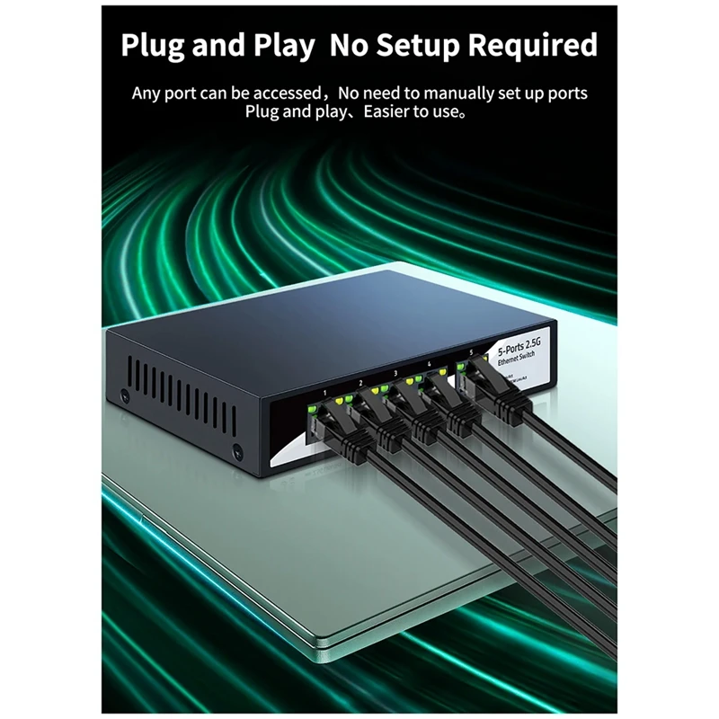 2.5Gbe Ethernet Switch 5 Port 2.5G Network Switch Fanless Small Home Lab Setup Switch Unmanaged Plug And Play