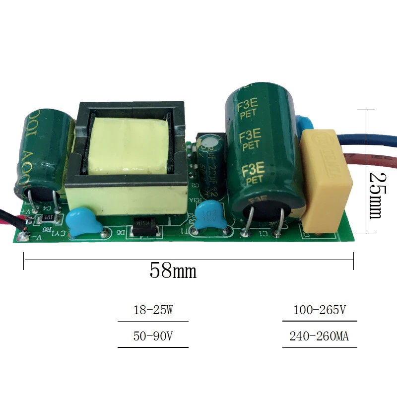 Controlador LED de 18-25W, transformador de luz AC85-265V, adaptador de fuente de alimentación, lámpara/bombilla Led, carcasa de plástico segura, fuente de alimentación LED aislada