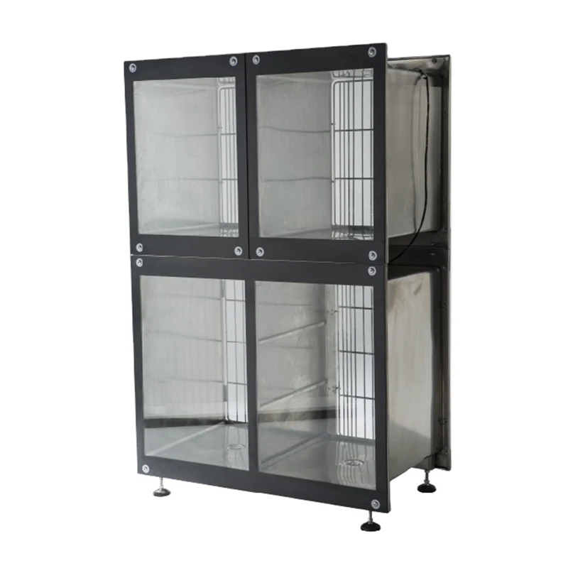 Veterinary 304 Stainless Steel Pet ICU Cage For Dog Cat Vet Oxygen Supply Bank Cages For Clinic And Hospital