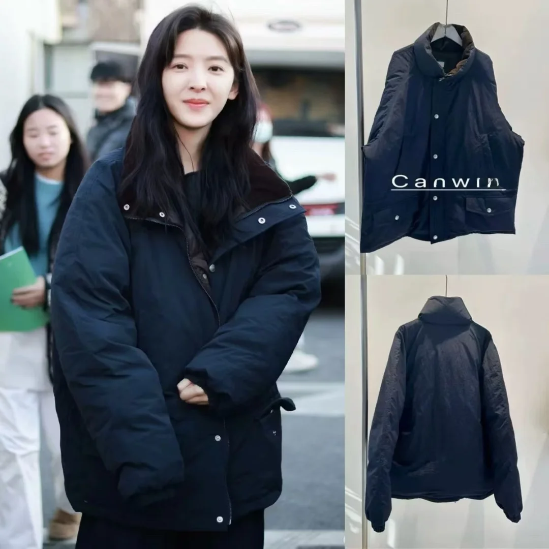 ゆったりフィットの白いダウンジャケット、紐付きバーネットエイトミルクウォームコート、通勤用ミドル丈コート