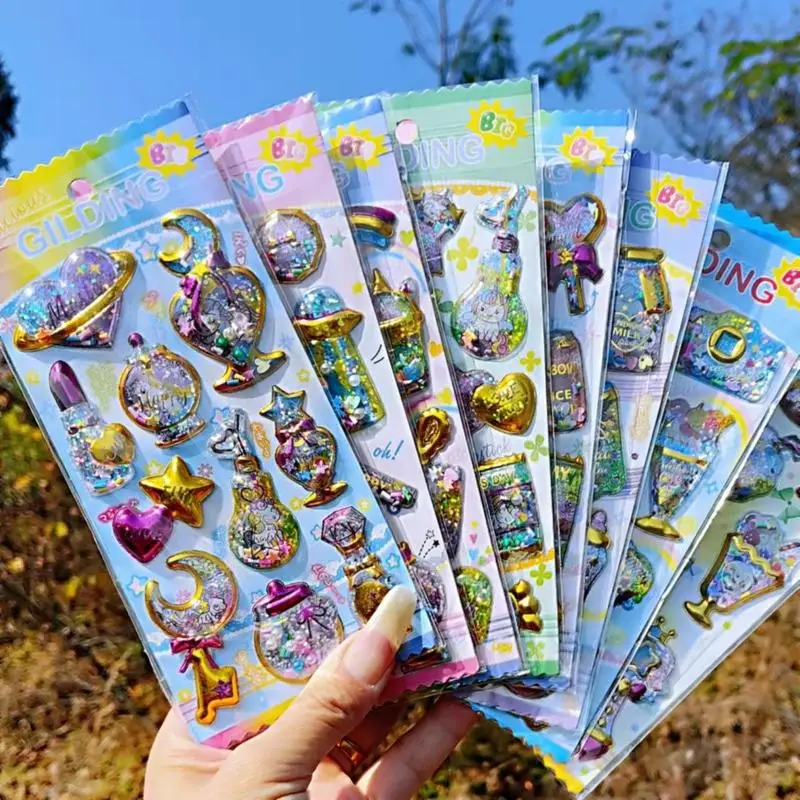 

XL-LS 8 шт. золотая фольга пузырьковые наклейки модные блестящие мультяшные мягкие глиняные этикетки для бизнеса WeChat маленькие подарки канцелярские принадлежности