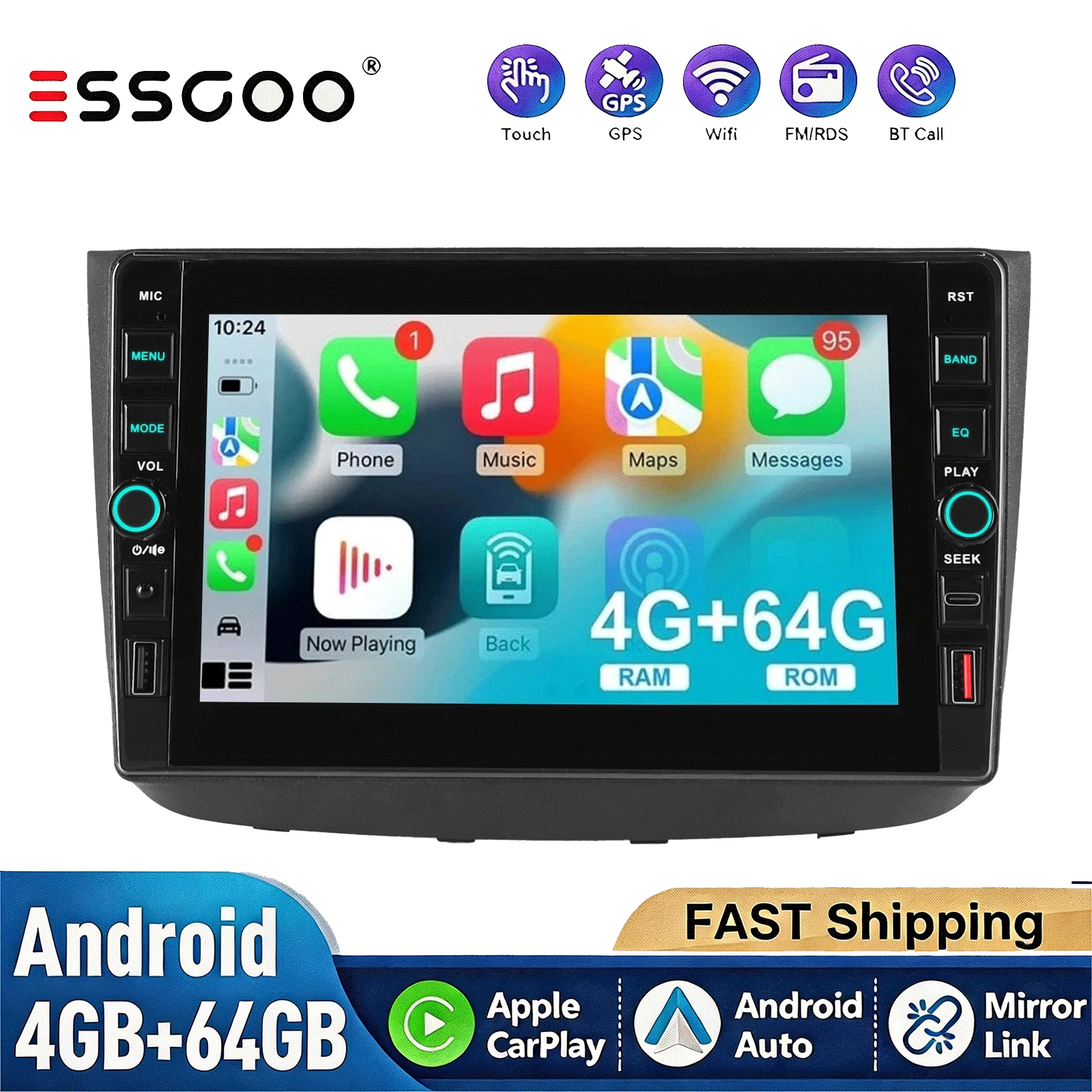 ESSGOO 9 ZOLL Für Mercedes-Benz Vito 2 W639 Viano W639 2003 - 2015 4+64G Android 15 Auto-Multimedia-Player Apple CarPlay, Auto-IPS-Bildschirm, Stereo-Multimedia-Videoplayer, Intelligente
