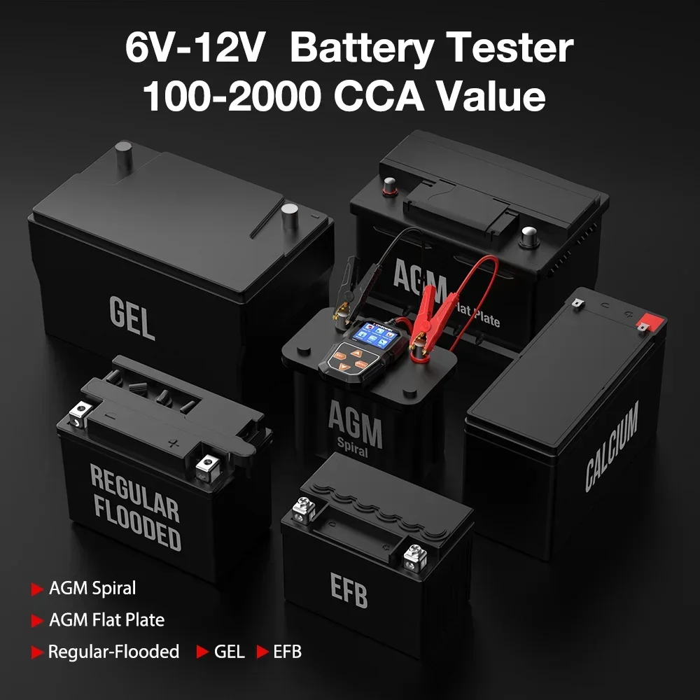 KONNWEI KW218 Tester akumulatora do motocykli samochodowych 12V 6V analizator systemu akumulatorowego 2000CCA narzędzia do testowania rozruchu do