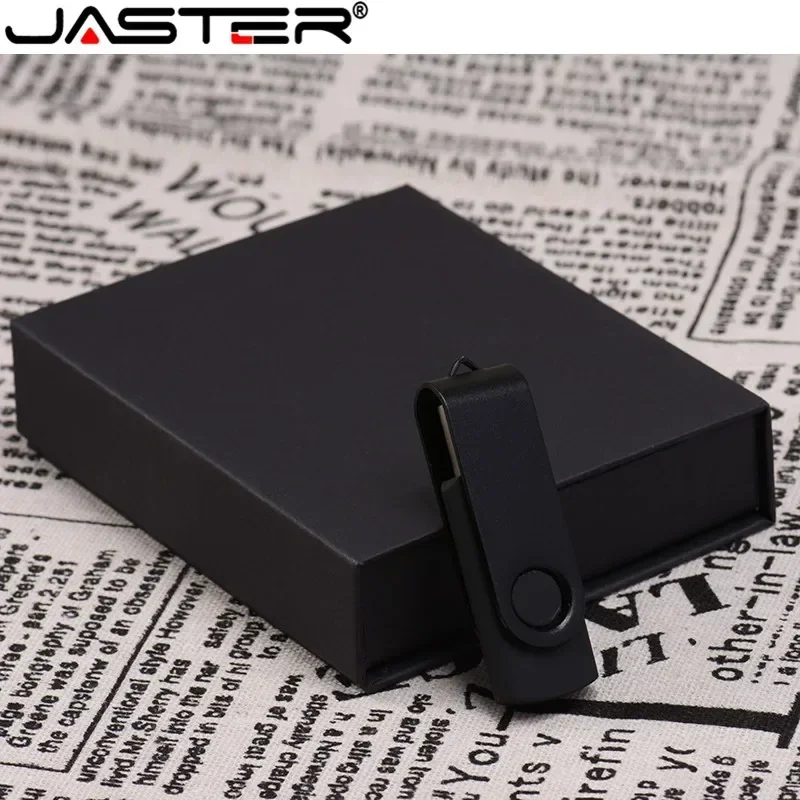 JASTER محرك فلاش USB شعار مخصص مجاني أسود أبيض دوار OTG مع صندوق USB 2.0 8GB 16GB 32GB 64GB ذاكرة عصا هدية الأعمال