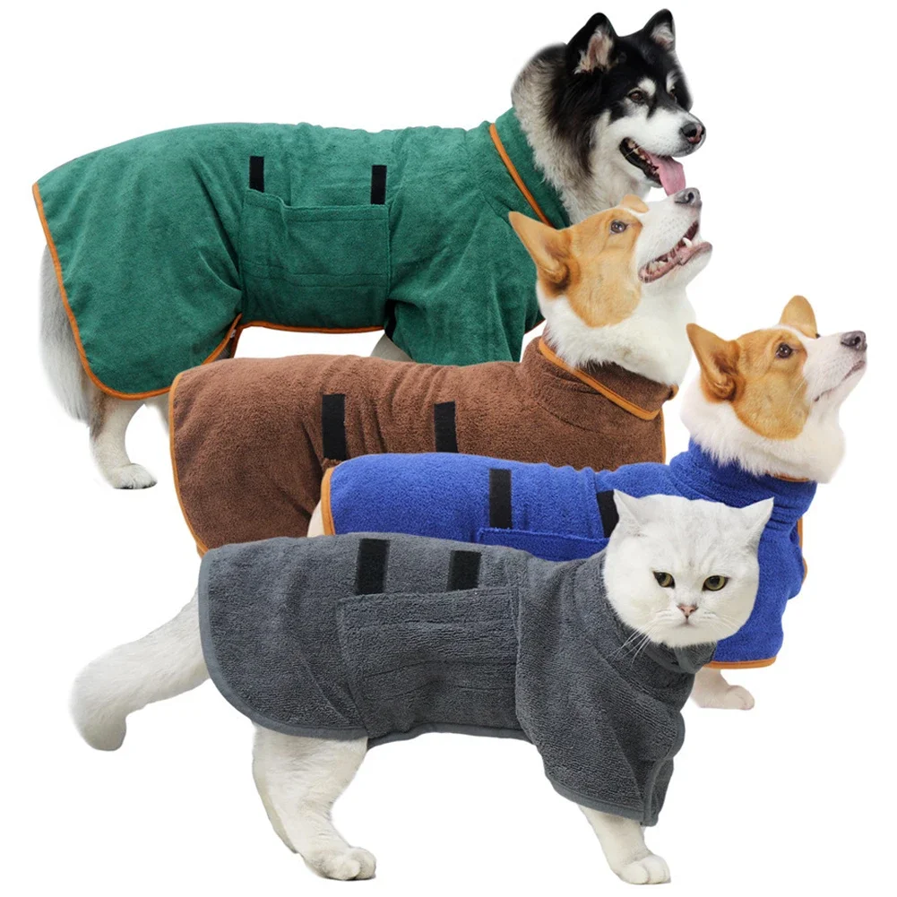 

Dog Bathrobe Towel Microfiber Absorbent Adjustable Pet Drying Coat Clothes Pet Towel For Large Medium Small Dogs Cat Beach Towel