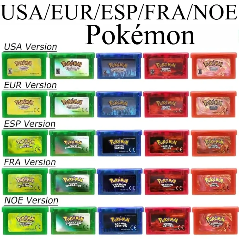 Nouvelle Cartouche de Jeu Pokémon GBA 32 bits pour Console de Jeu Vidéo DS/NDS/GB – Cadeau Idéal