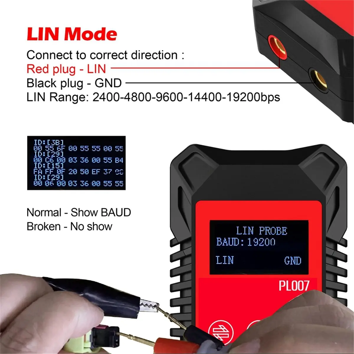11·11COUPON CAN LIN PWM Tester, Auto-Recognize CAN-H & CAN-L, Read Baud Rate, for Automotive Diagnostic Tool