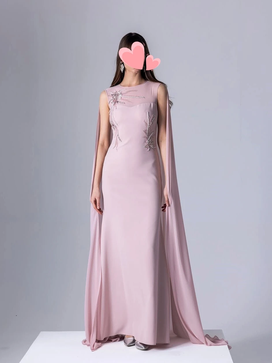 Oisslec Kleid, elegant, Vintage, süße Rose, rote Perlen, Chiffon-Umhang, maßgeschneidert, für formelle Anlässe, Abschlussballkleid, Abendparty-Kleider