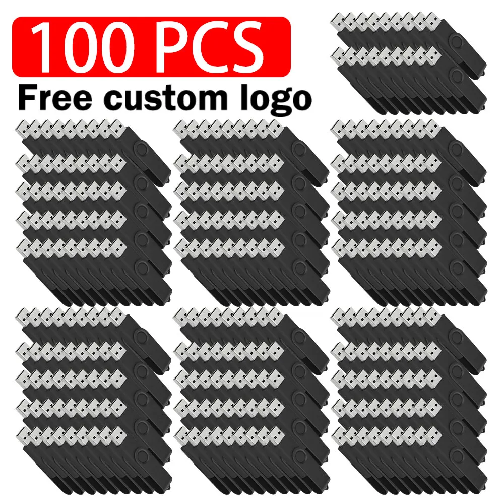 100PCS/LOT USB Flash Drive 1GB 2GB 4GB Metal Clip Memory Stick 16GB 32GB 64GB Free Custom Logo Pendrive 128GB Creative Gift