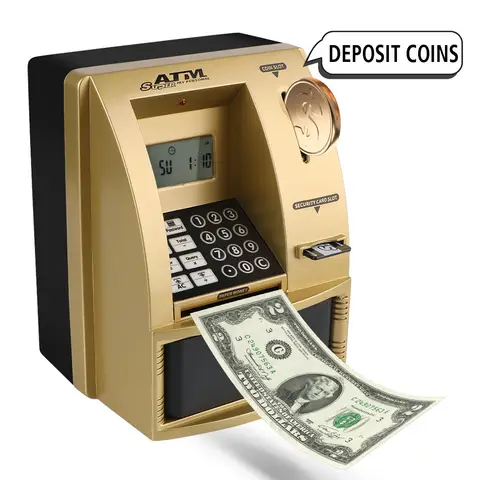 현금 동전 절약 상자 크리스마스 선물 암호 저금통 전자 돼지 저금통 자동 예금 지폐 ATM 은행 금고 ATM