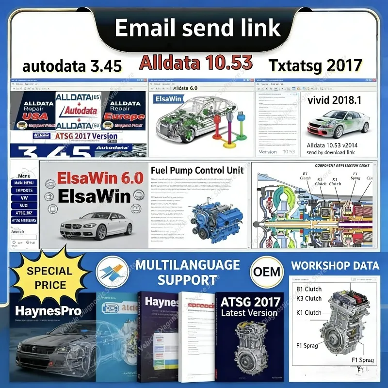 Latest Hot sell for Alldata Repair Software 10.53 All Car Data Technology Latest Offline Software ATSG 2017 & Autodata 3.45 Send