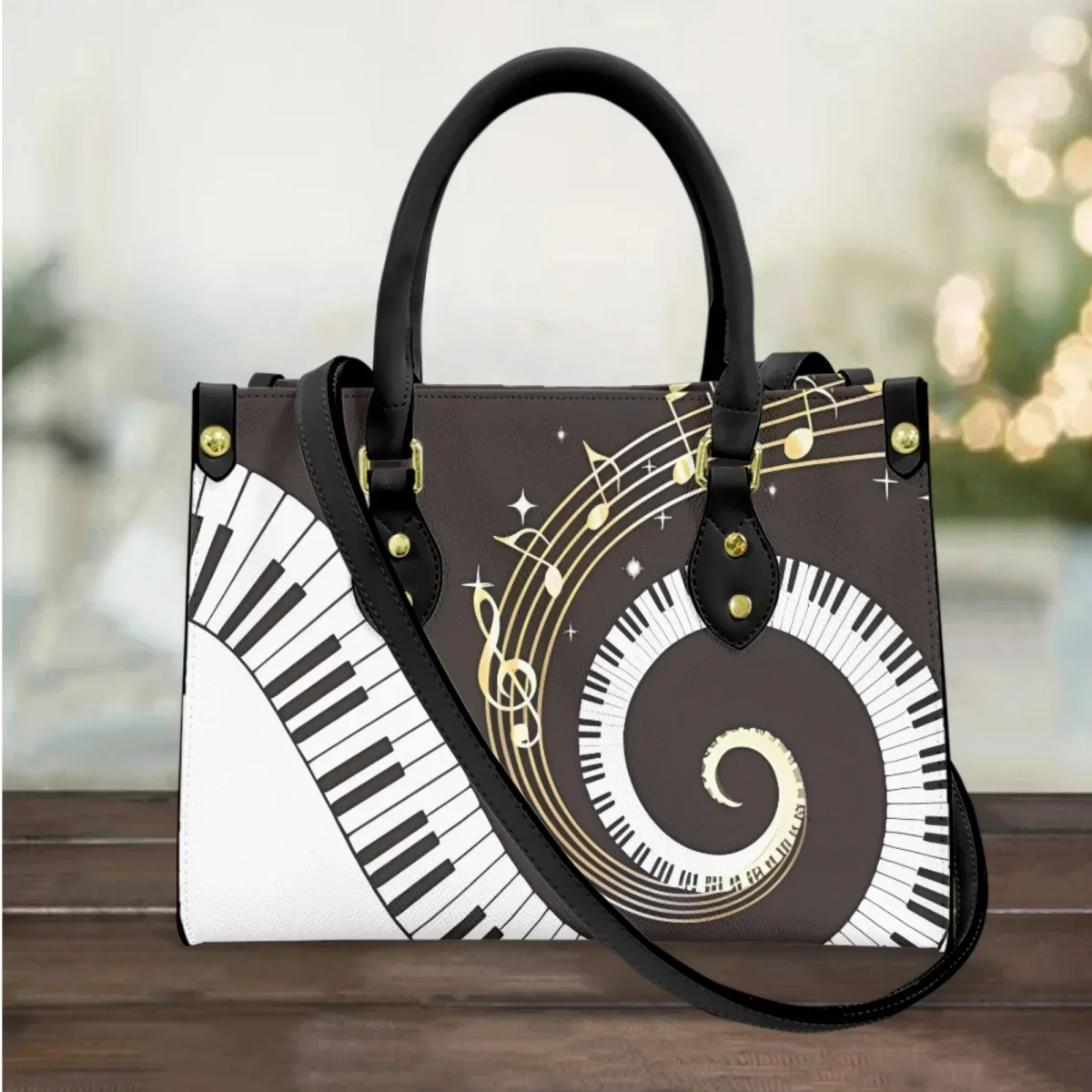 2023 Piano Key Notes Luxury Design Ladies Handbag Top Handle Retro PU Leather Elegant Messenger Bag Outdoor Casual Shopping Bag