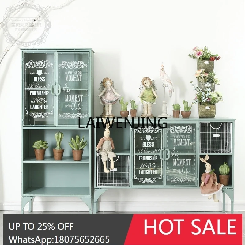 

multifunctional retro wrought iron wall decorative cabinet balcony garden storage cabinet