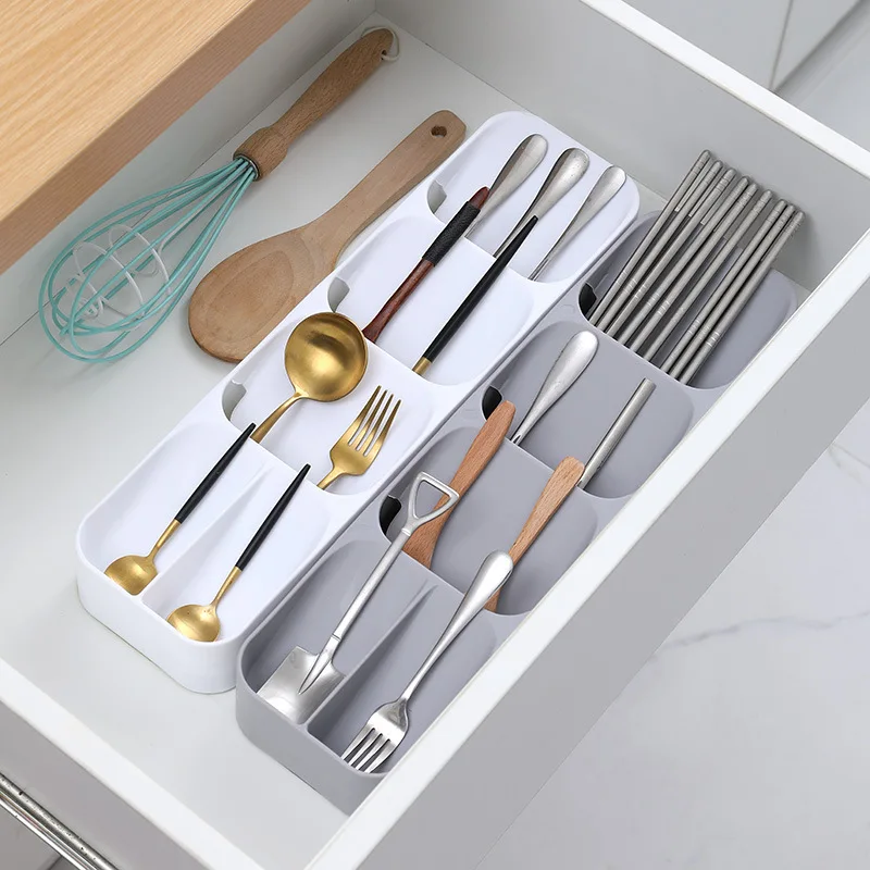 

Tableware Storage Box Drawers Organizer Plastic Tray Tableware Box Knife Fork Spoon Divider Container Kitchen Storage Tools