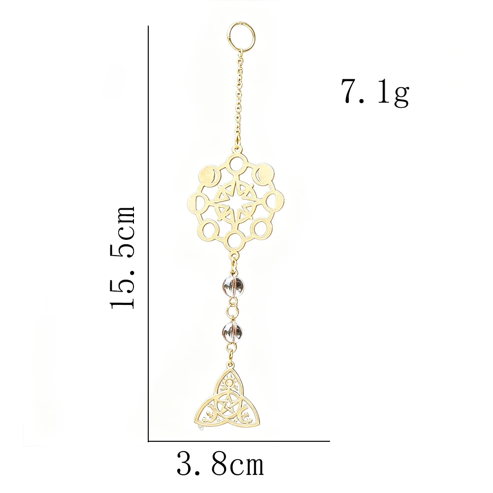 Gold Color Celtic Knot Hanging Ornament Star Mandala Pendant with Beads Triple Charm Window Garden Decor DIY  Gift for Women