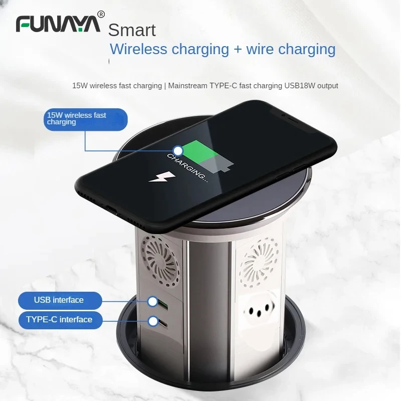 Imagem -04 - Tomadas Tuya Inteligentes de Elevação Impermeável Tomada de Mesa Oculta com Usb Wifi br Pop up Sockets Brasileiros Pd15w 16a 110 250v 4000w