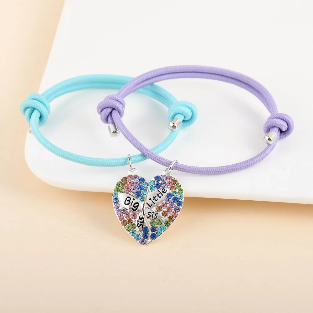 Lovecryst 2 шт./компл. в форме сердца большой Sis Lil Sis лучший друг браслет BFF ювелирные изделия дружбы подарки для девочек Lovecryst 2 шт./компл. в форме сердца большой Sis Lil Sis лучший друг браслет BFF ювелирные изделия дружбы подарки для девочек