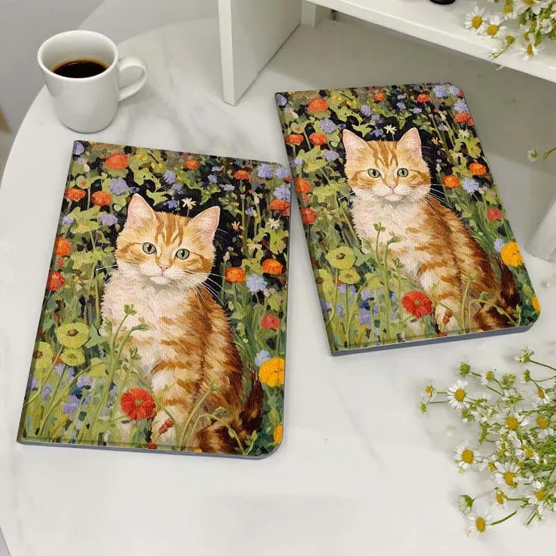 

Чехол для планшета Honor MagicPad MatePad M5 8 9 2 3 10 12 X V7 V8 X8 X9 V9 GT X9a GT2 S Air Pro с рисунком кота и оранжевых цветов