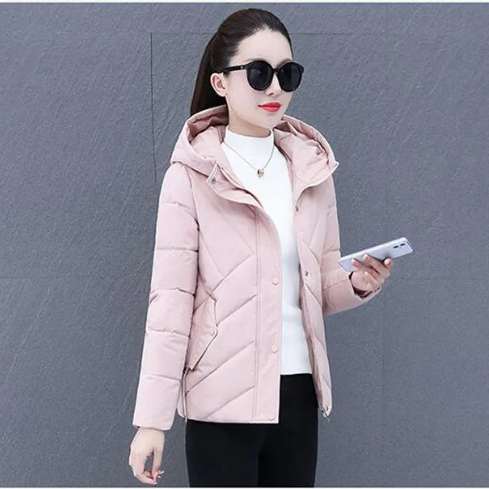 2023 New Hooded Padded Winter Jacket Women Parkas  Thick Warm Down Cotton Parka Female Short Slim Outwear Overcoat Ladies Tops