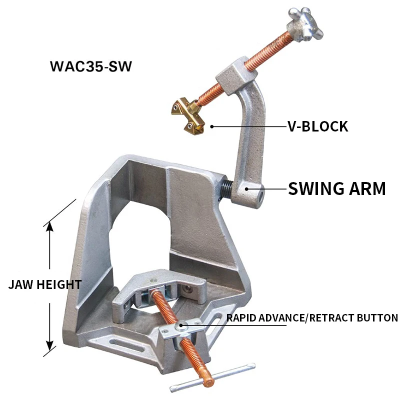 

Welding and Cutting Angle Clamping Positioning Tool 3D Welding Vise WAC35-SW/WAC45-SW Cantilever/T-Handle