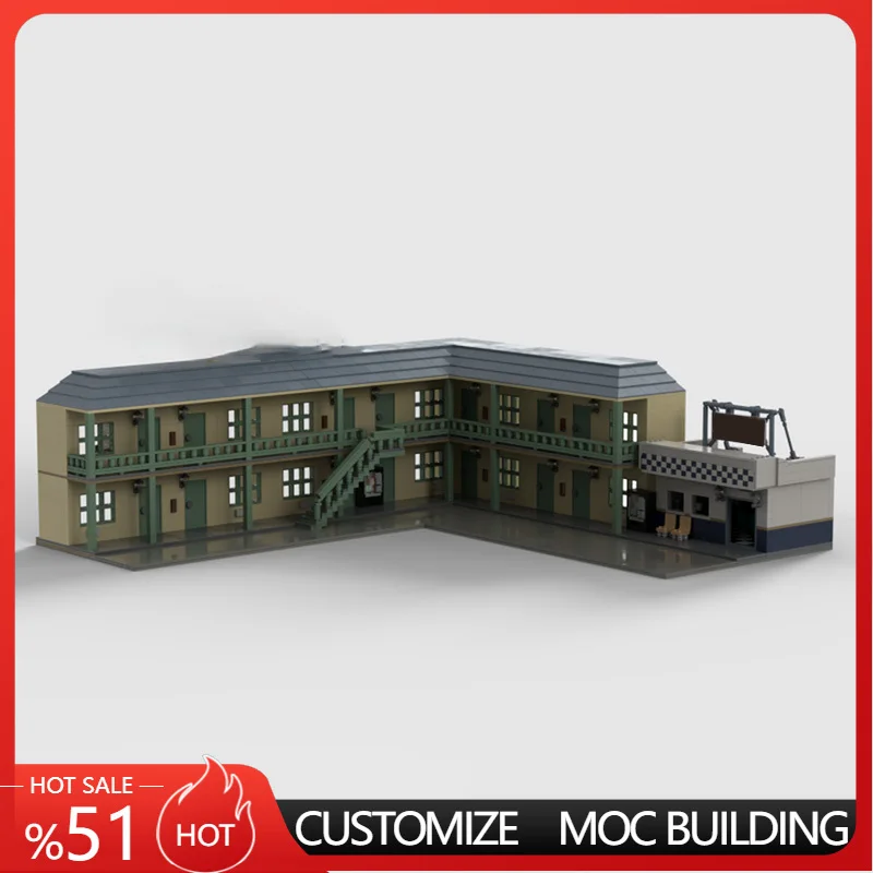 

3443 PCS City Street NMH Motel & Burger Suplex MOC Customize Modular Building Block Brick Creative DIY Boys Toy Christmas Gift