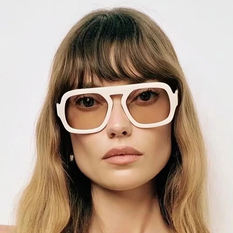 Mode quadratische Sonnenbrille Frauen neue Retro schwarz braun dicken Rahmen Pilot Sonnenbrille Frau Chic Polygon Leopard Shades UV400 – Detail 1