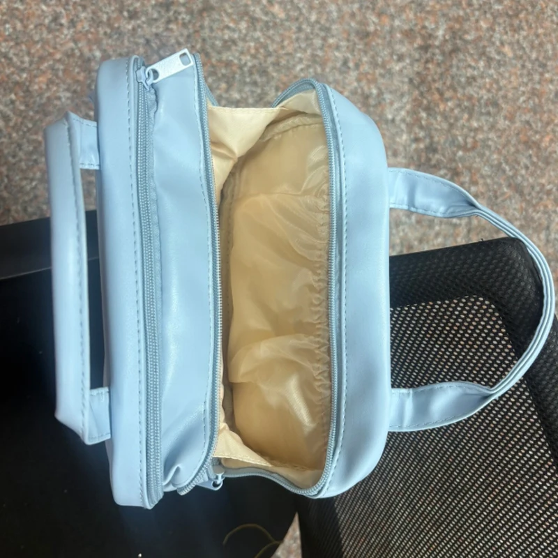 Light Luxury PU Waterproof Makeup Bag Women High Quality Large Capacity Handbags Portable Foldable Storage Bag for Toiletry