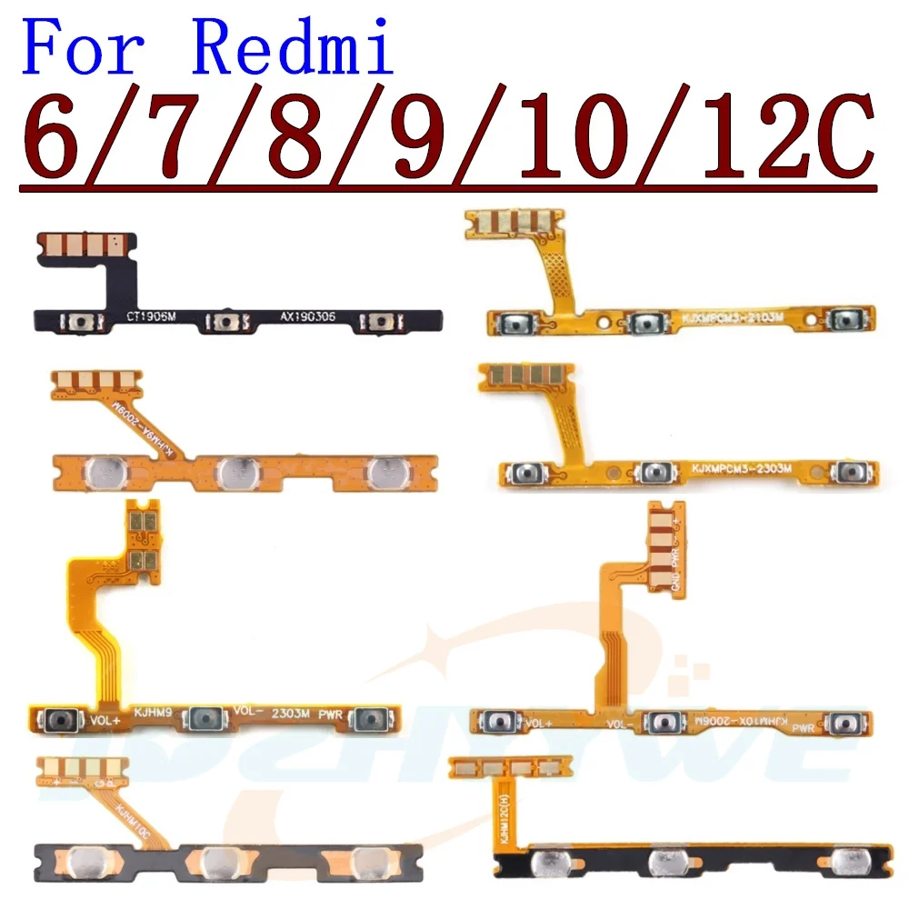 Interruptor de Botão Lateral para Xiaomi, Volume de Ligar e Desligar, Cabo Flex, 12C 10C 10 10A 10X 9 9T 9C 9A 8 8A 7 7A 6 Pro 6A