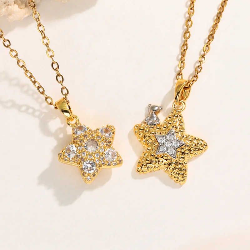 2026 Minimalist New Exquisite Necklace for Women, Shining and Elegant, Trendy, Micro Diamond Set, Creative Pentagram Pendant