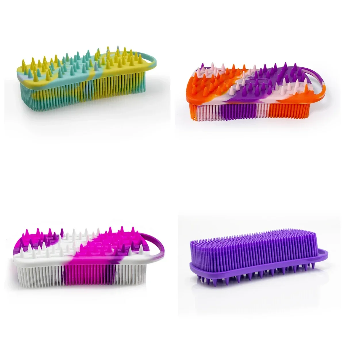 

2 in 1 Silicone Shower Brush Double-Sided Body Scrubber Hair Scalp Brush for Shower Stimulating Blood Circulation Bath Supplies