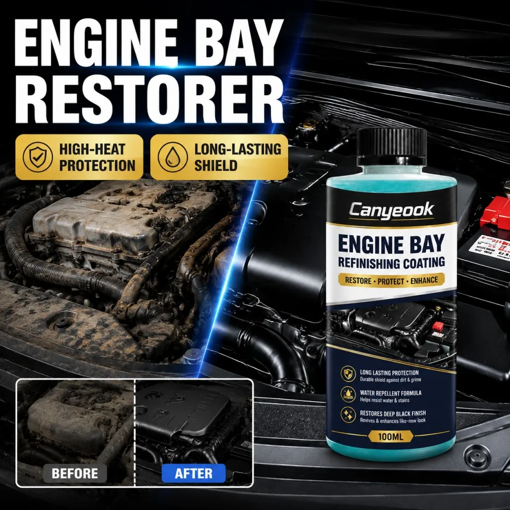 CANYEOOK Engine Bay Dressing - Heat-Resistant Coating, Anti-Leak Protection, Restores Black Shine for Cars & More