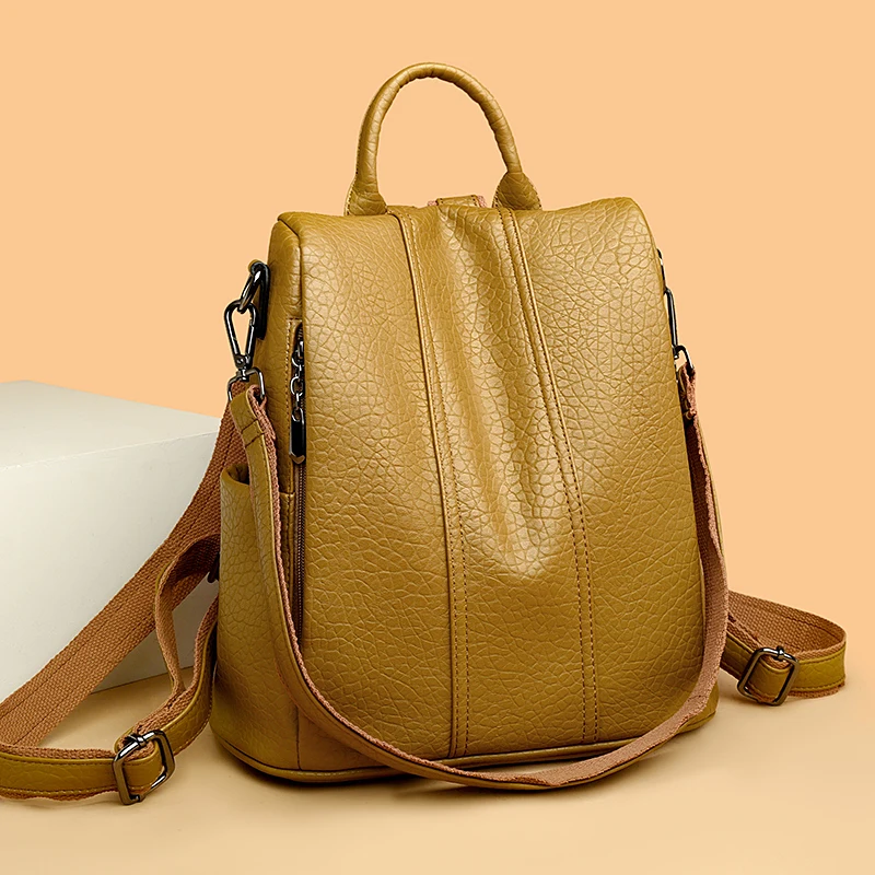 

Новинка 2023, винтажный женский рюкзак, большая вместительность, школьные сумки для подростков, девочек, школьный рюкзак, высокое качество, кожаная сумка на плечо